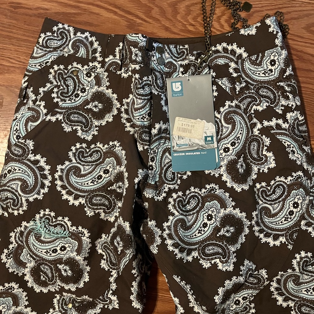Burton women’s brown paisley snow pants medium nwt $180